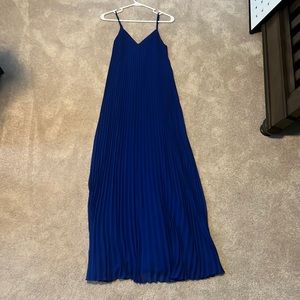 Express Blue v-neck maxi pleated dress